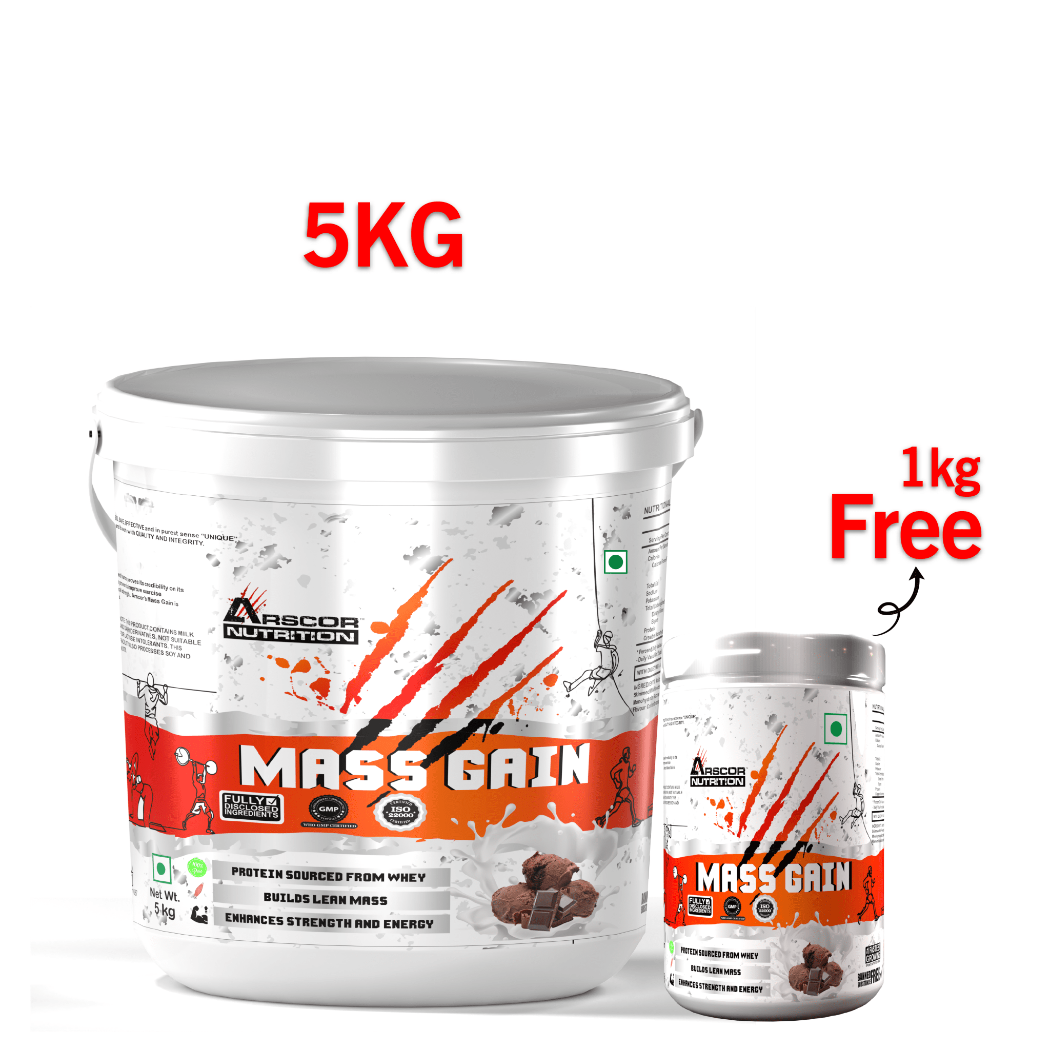 Arscor's Mass Gain Powder | Lean Protein Muscle Mass Gainer With L - Glutamine & Digestive Enzymes - Arscor Nutrition -